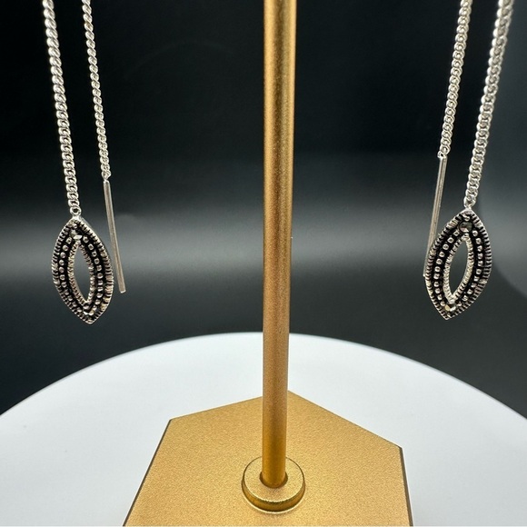 Delicate Charles Winston 925 Sterling Silver Marcasite Threader Earrings - Picture 9 of 15